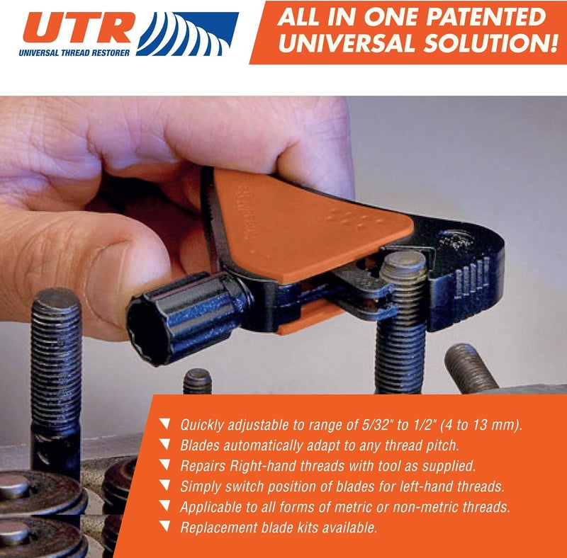 UTR - Universal Thread Restorer. External Thread Repair Tool. Easily Replaces hundreds of Dies. Automatically chases threads within range 5/32" - 1/2",4-13 mm. All In One Patented Universal Solution! - Image 3